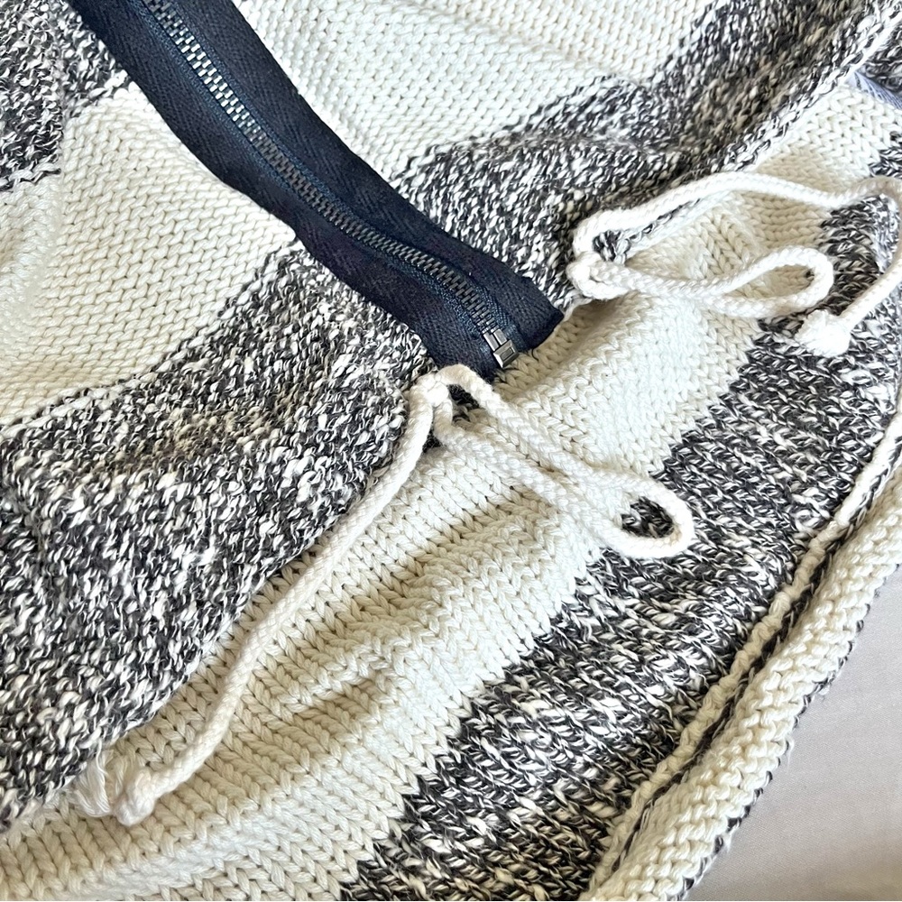 Free People Regatta Striped Hooded Zip Front Sweater Sleeveless Medium - Picture 5 of 12